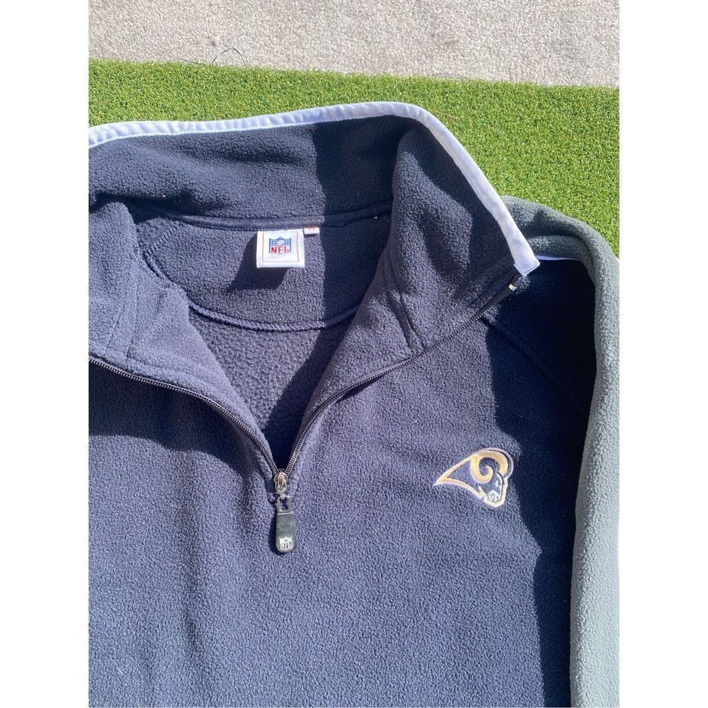 Vintage LA St Louis Rams Mens Medium Quarter Zip Fleece Jacket Pullover Blue Poc - Picture 2 of 6